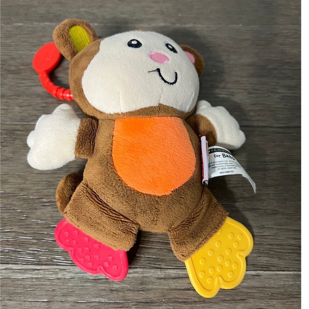 Scholastic for Baby Plush Monkey Rattle Teether‎ Toy Infant